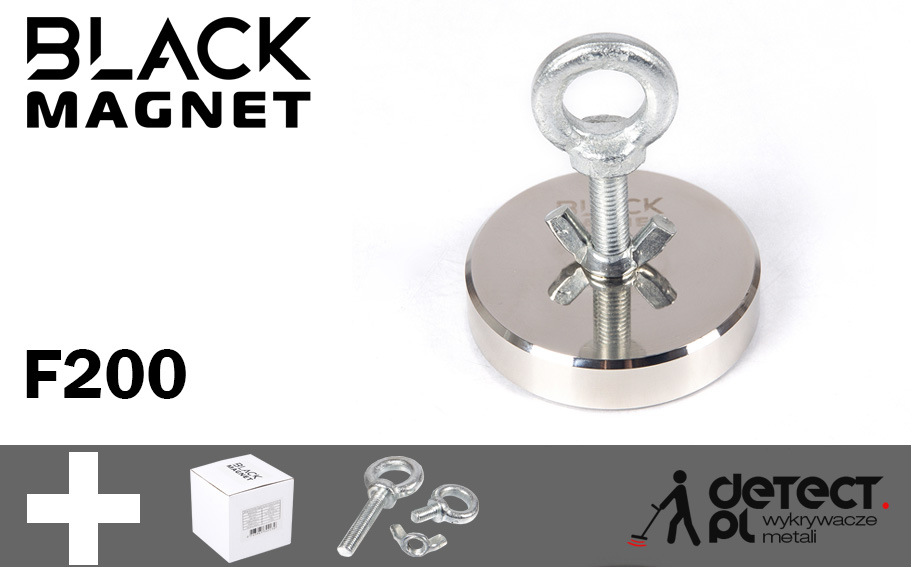 Magnes do poszukiwań neodymowy Black Magnet f200